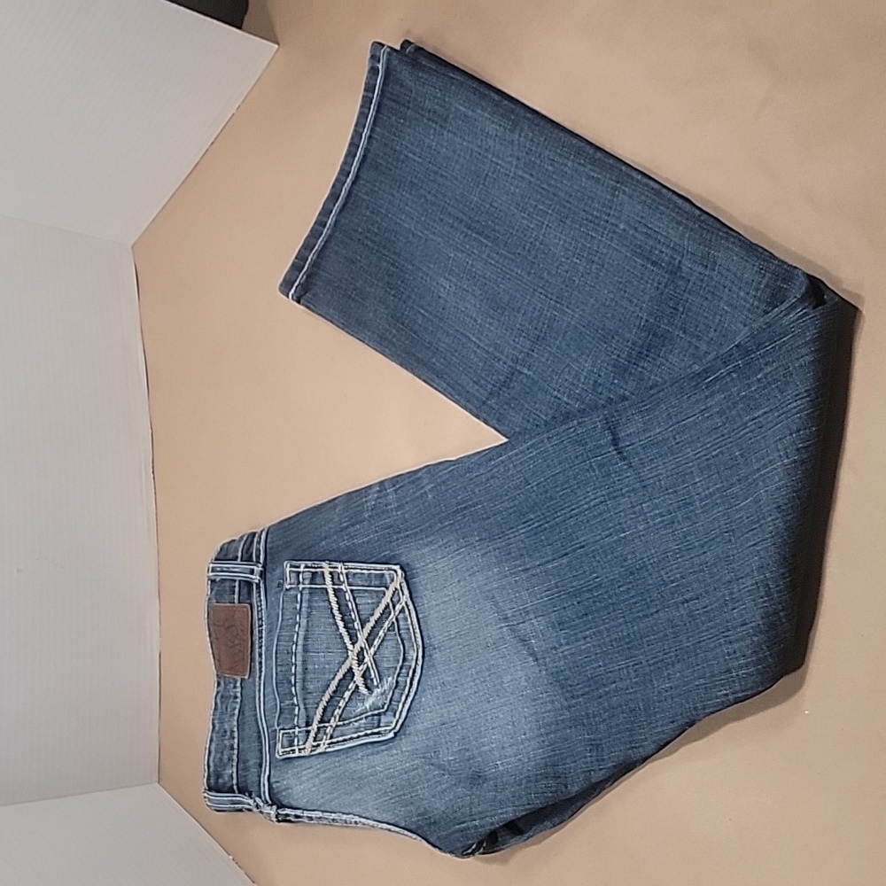 BKE, Sabrina Boot Jeans, Size 28W x 31.5 L, Low Rise, Distressed. EUC